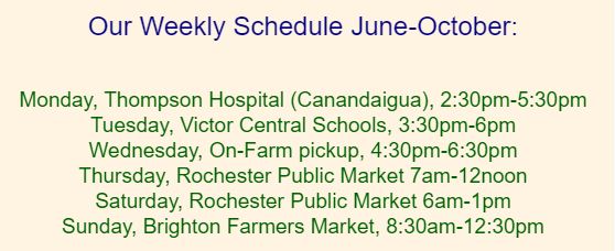 Fisher Hill Farm Summer Market Schedule